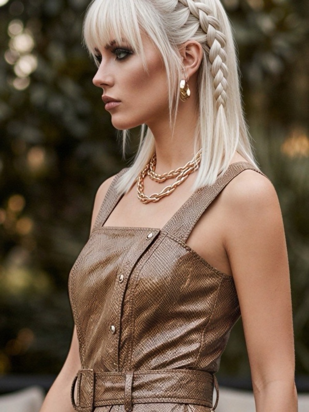 Nanushka Brown Snakeskin Belted Midi Dress